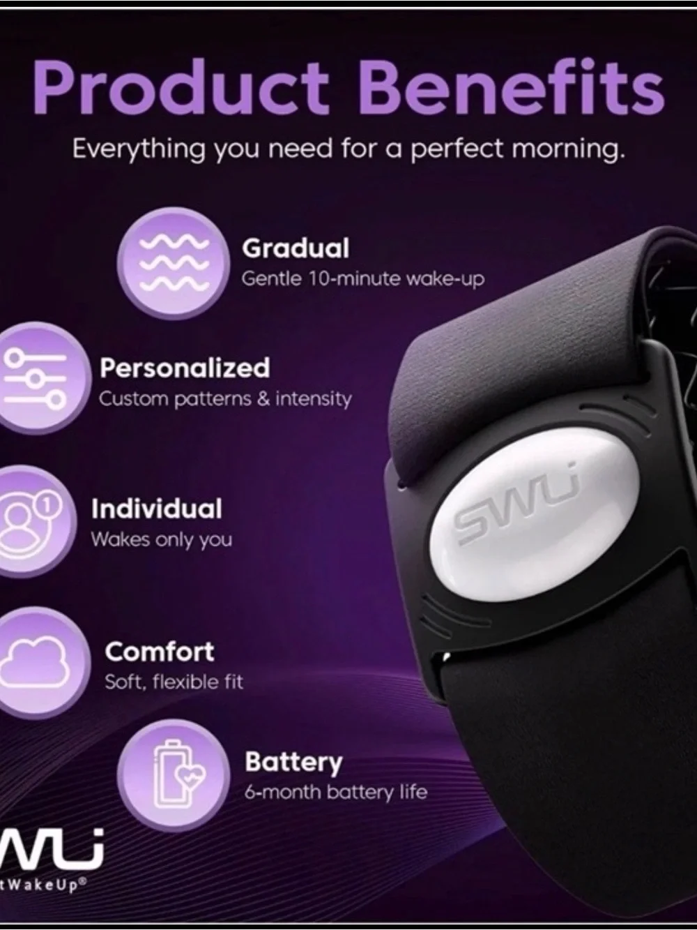 Wearable Silent Alarm Wristband - Black
